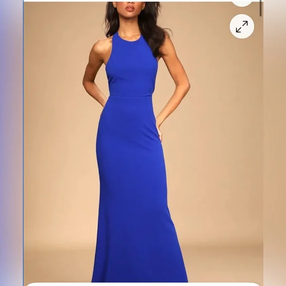 Lulus Straight To The Heart Royal Blue Backless Maxi Dress / cut out back - Picture 1 of 10